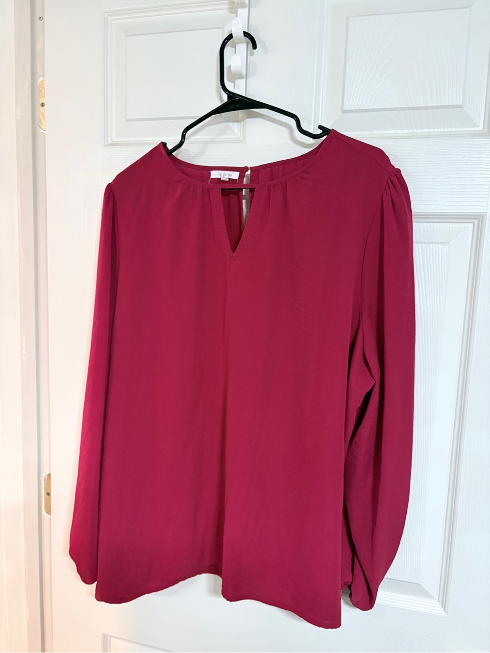 Maurices Raspberry Keyhole Long-Sleeve Blouse